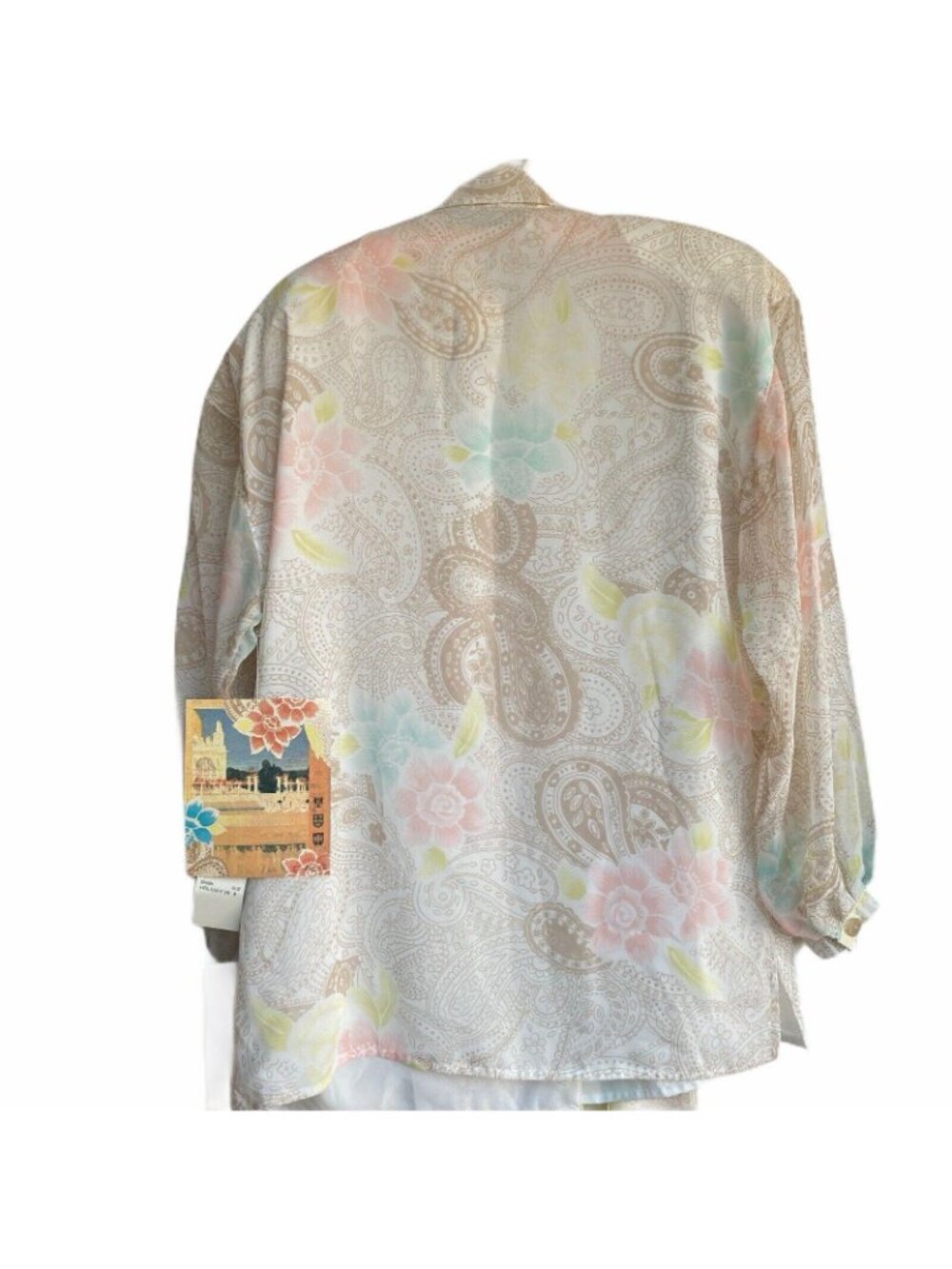 CHAUS 2Pc Blouse Skirt Set M Costal Grandmacore Lined Paisley Shldr Pads Vtg 90s - Picture 3 of 12